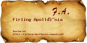 Firling Apollónia névjegykártya